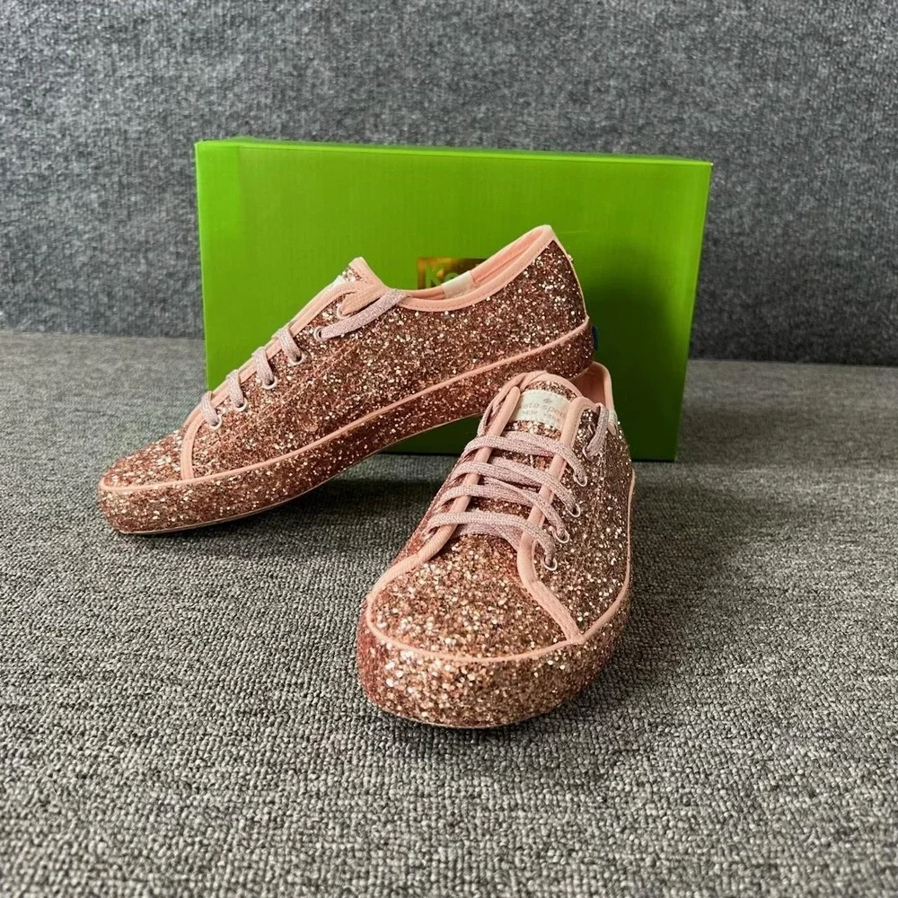 Keds x Kate Spade Shoes Womens 7.5 Pink Kickstart KS Glitter Rose Sneakers